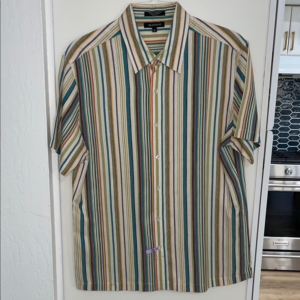 Brandini Men's Multicolor Striped Button-down Shirt | XL